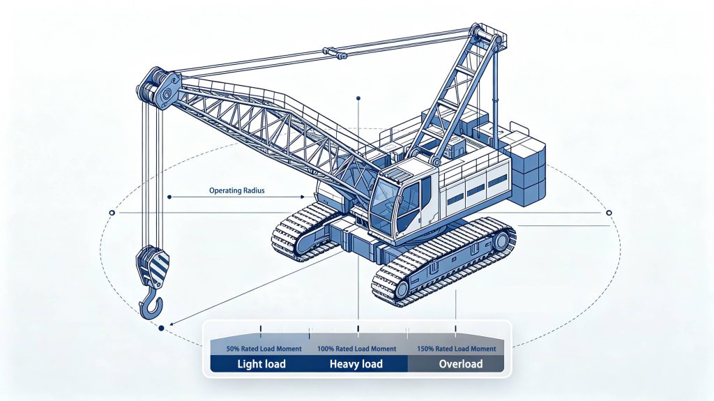 The measuring range should cover light-load commissioning, normal operation, and heavy-lift scenarios to avoid blind spots in load moment monitoring.