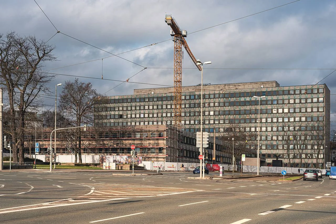 Tower crane on a building construction site